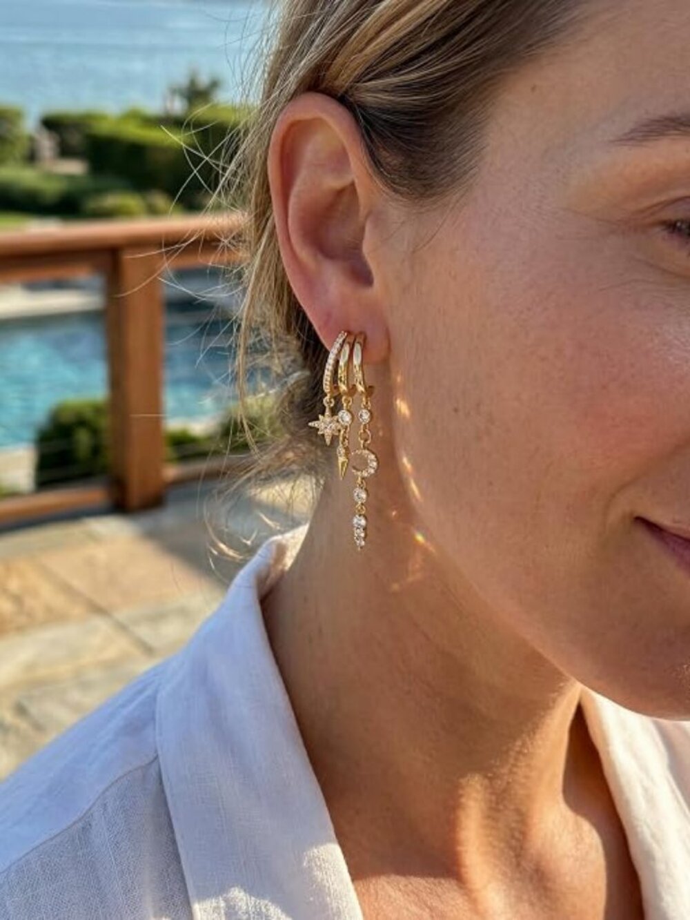 14K Gold Earrings for Women Trendy Illusion Stud Dangle Earrings